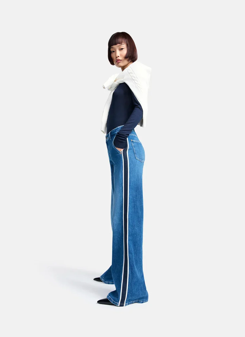 Alek Side Stripe Wide Leg Jeans - Image 4