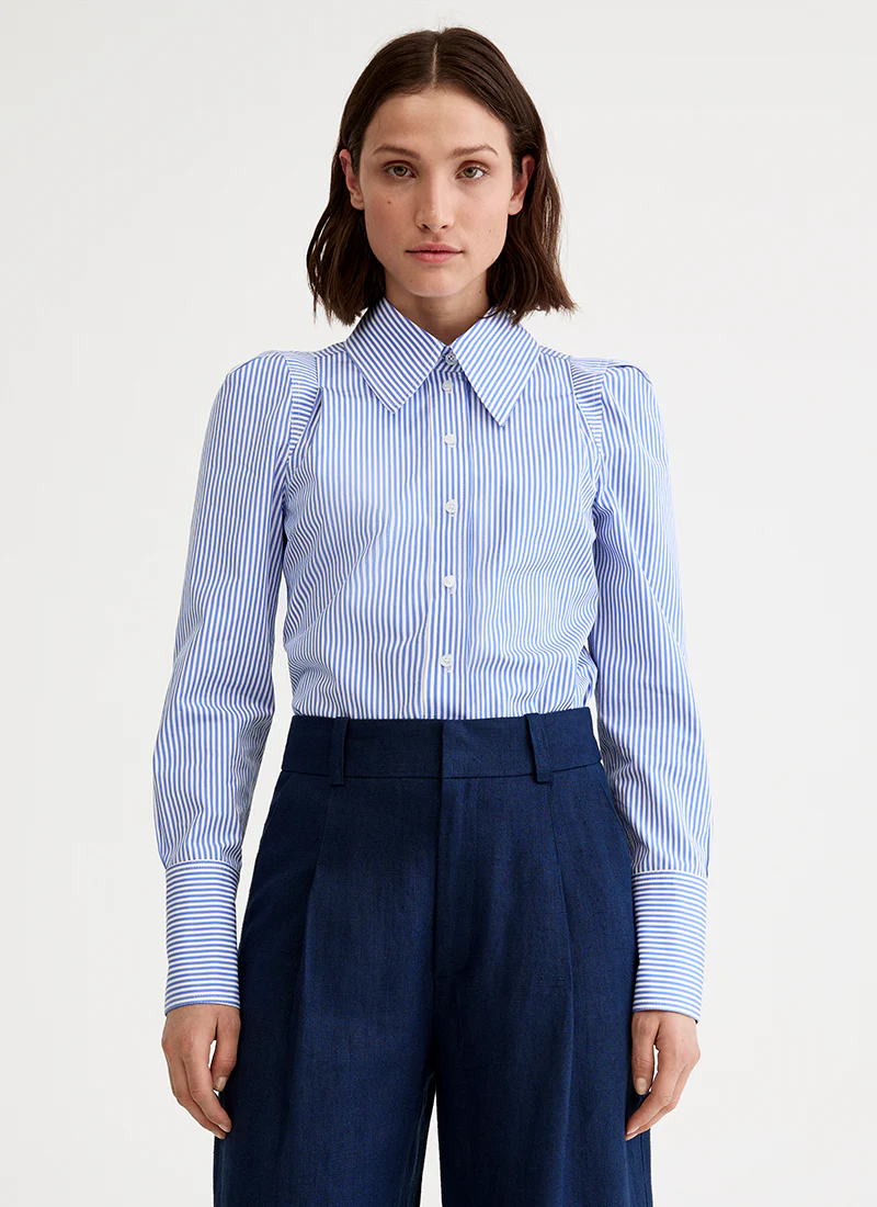 Box Pleat Shirt Blue Stripe - Image 5