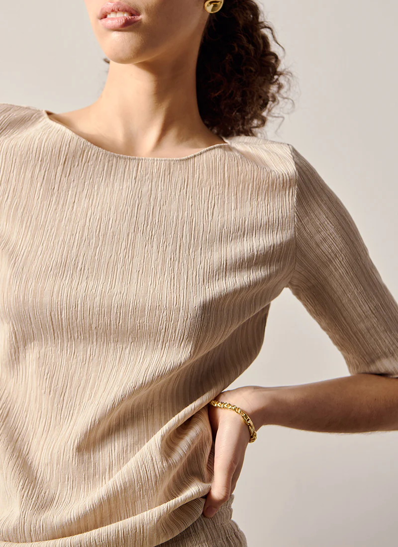 Caraibi Plissé Short Sleeve Top - Image 3