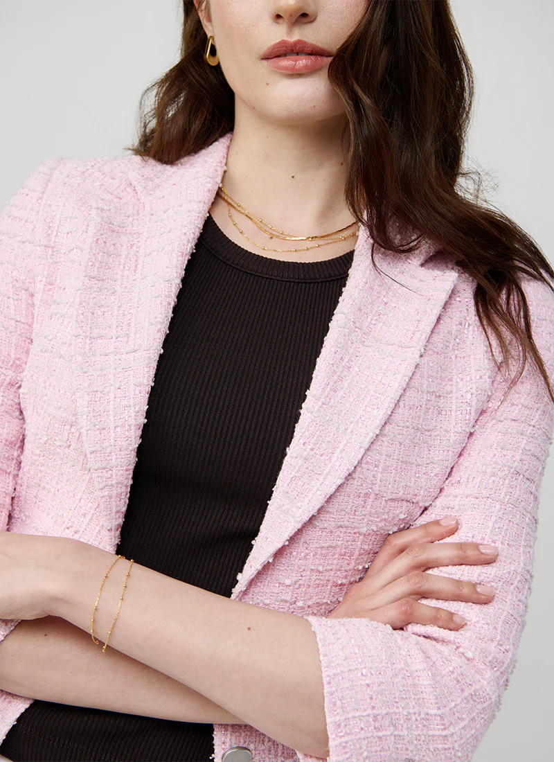 Debra Single Breasted Patch Pocket Boucle Blazer - Image 2
