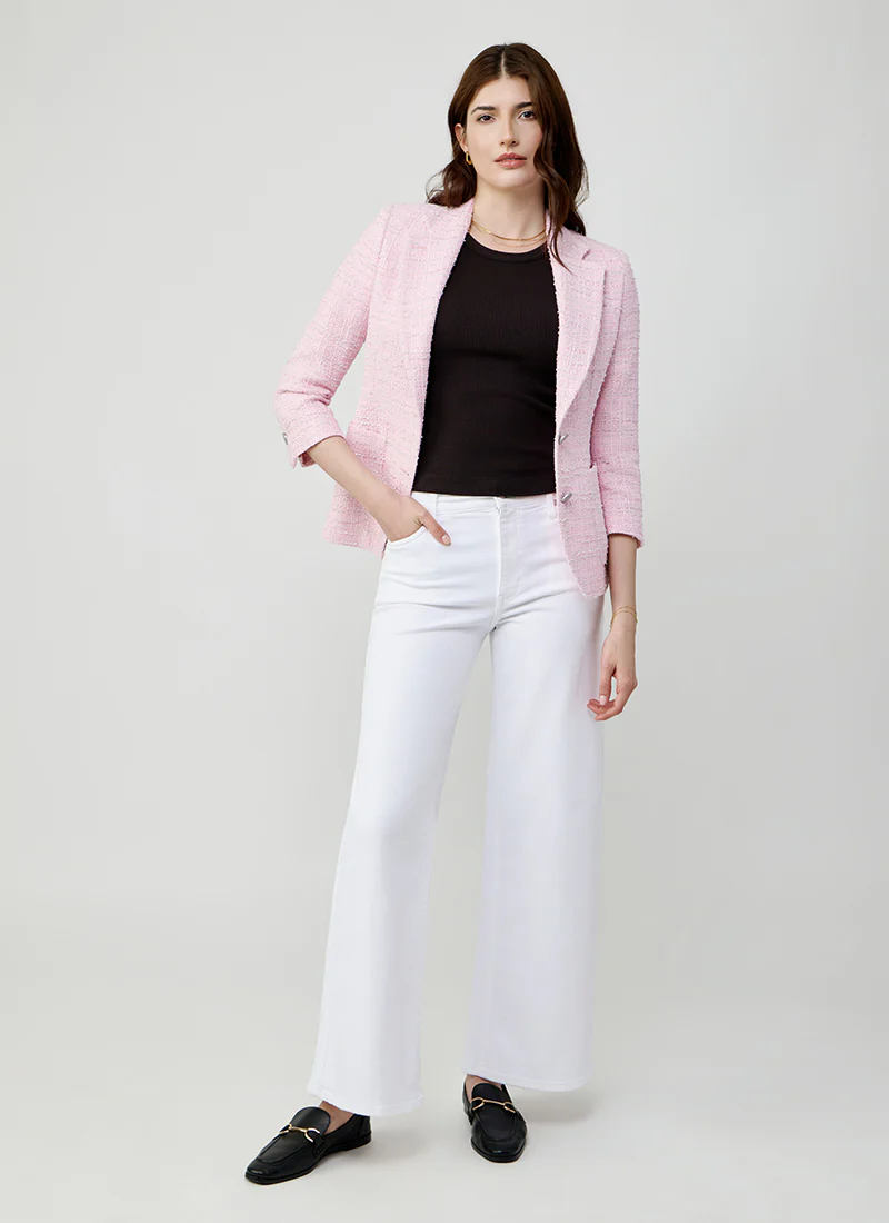 Debra Single Breasted Patch Pocket Boucle Blazer - Image 3