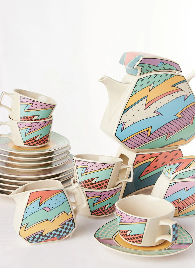 Dorothy Hafner Iconic Postmodern Tea Set for 5, 1980s