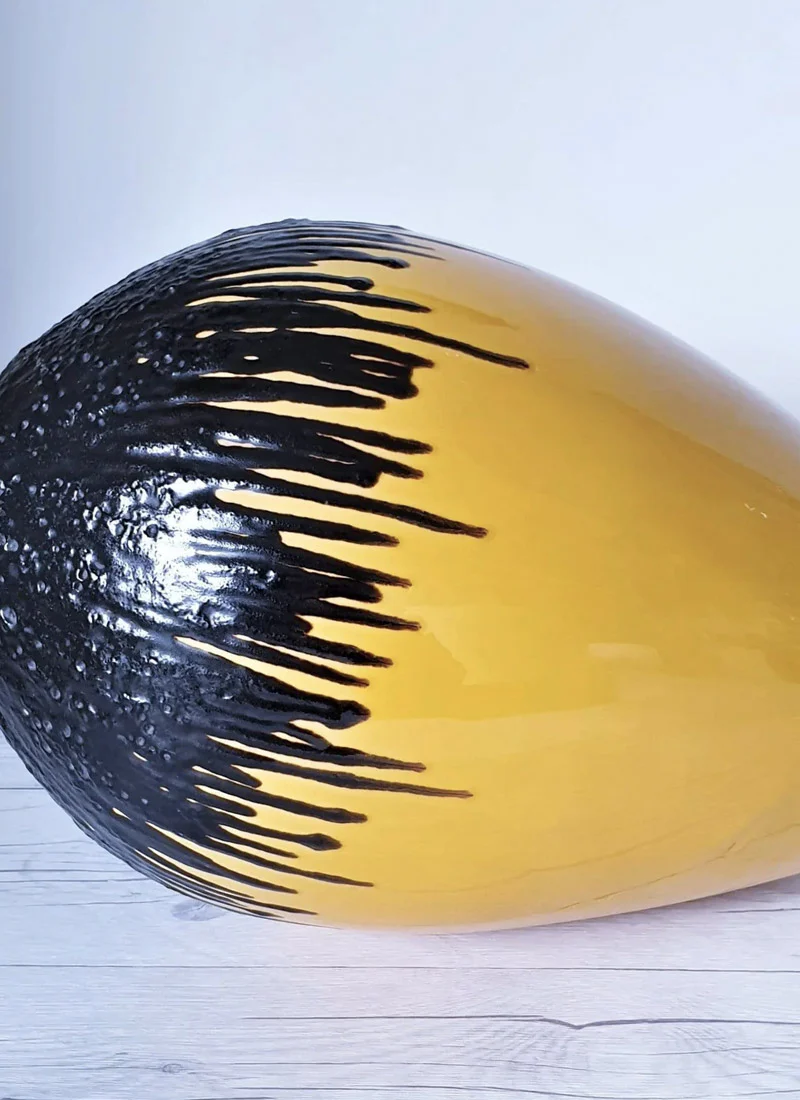 Emons & Sohne ES Keramik Black Fat Lava and Yellow Ceramic Statement Floor Vase, 1960s-70s - Image 4