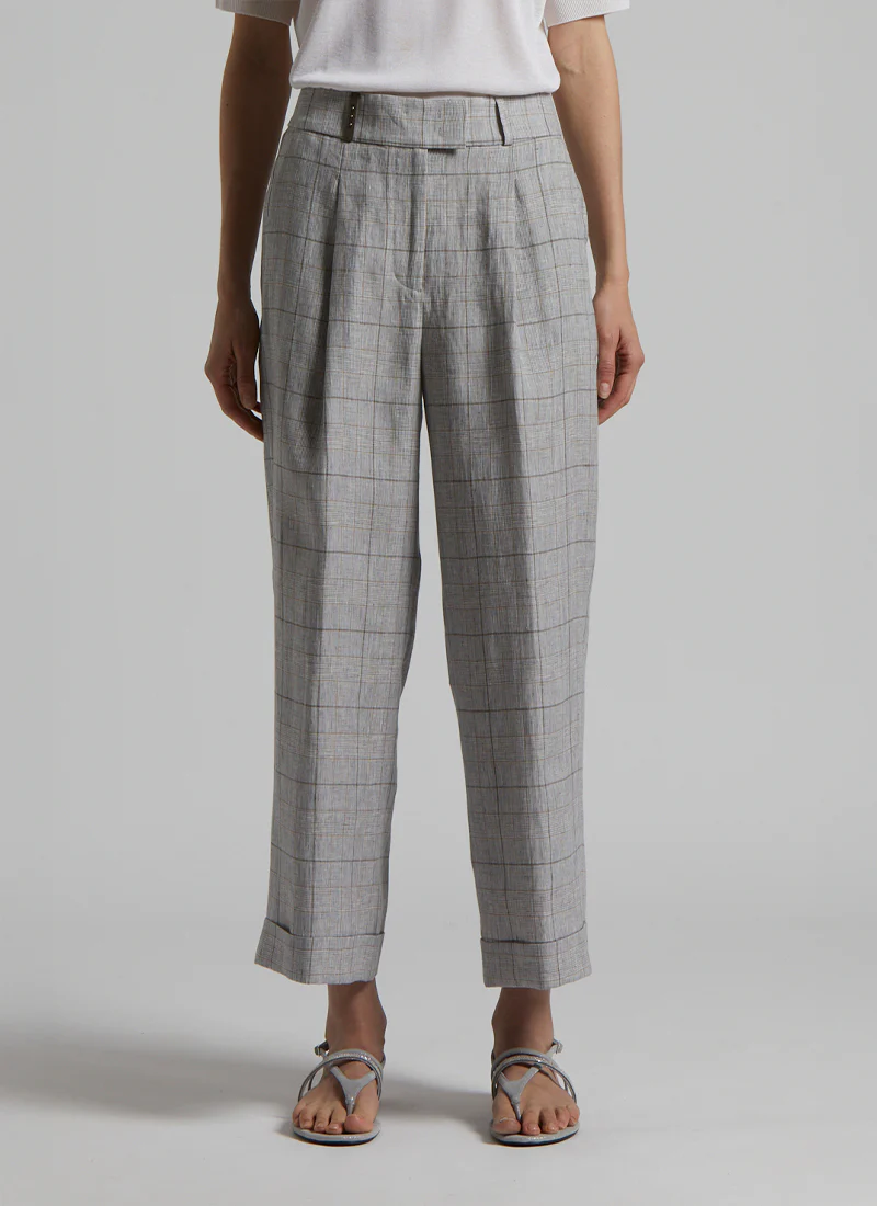 Glen Check Linen Trouser
