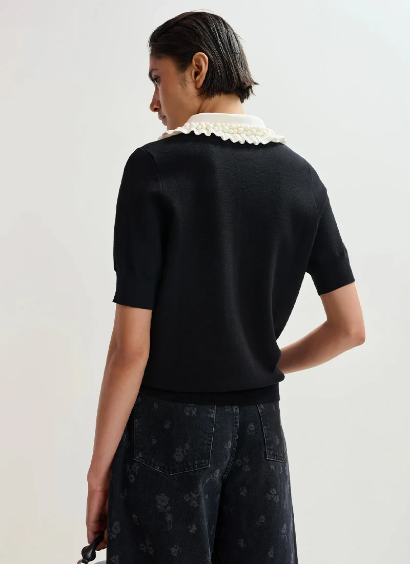 Jewelry Embroidered Knit Polo - Image 3
