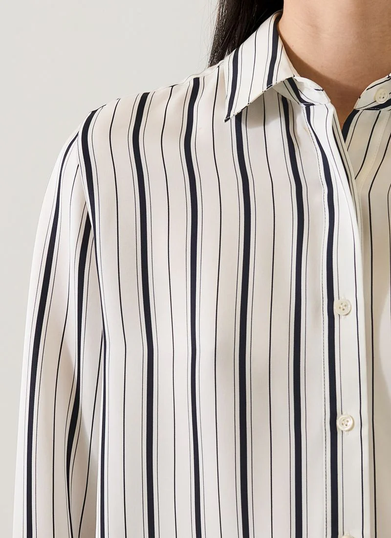 Long Sleeve Silk Satin Relaxed Shirt - Image 2