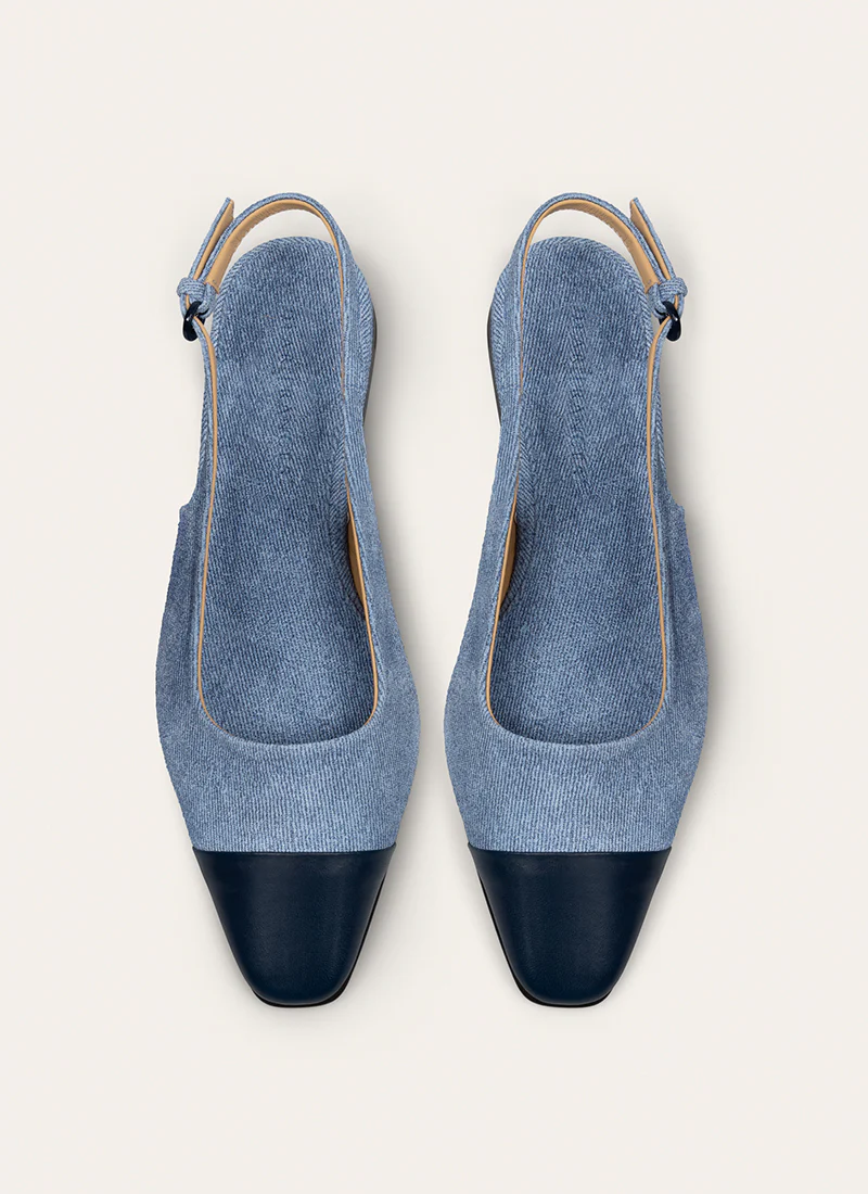 Tia Slingback With Top Cap Denim Flats - Image 5