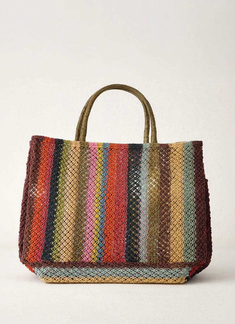 Barry Stripe Jute Tote Bag