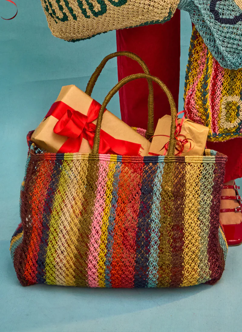 Barry Stripe Jute Tote Bag - Image 2