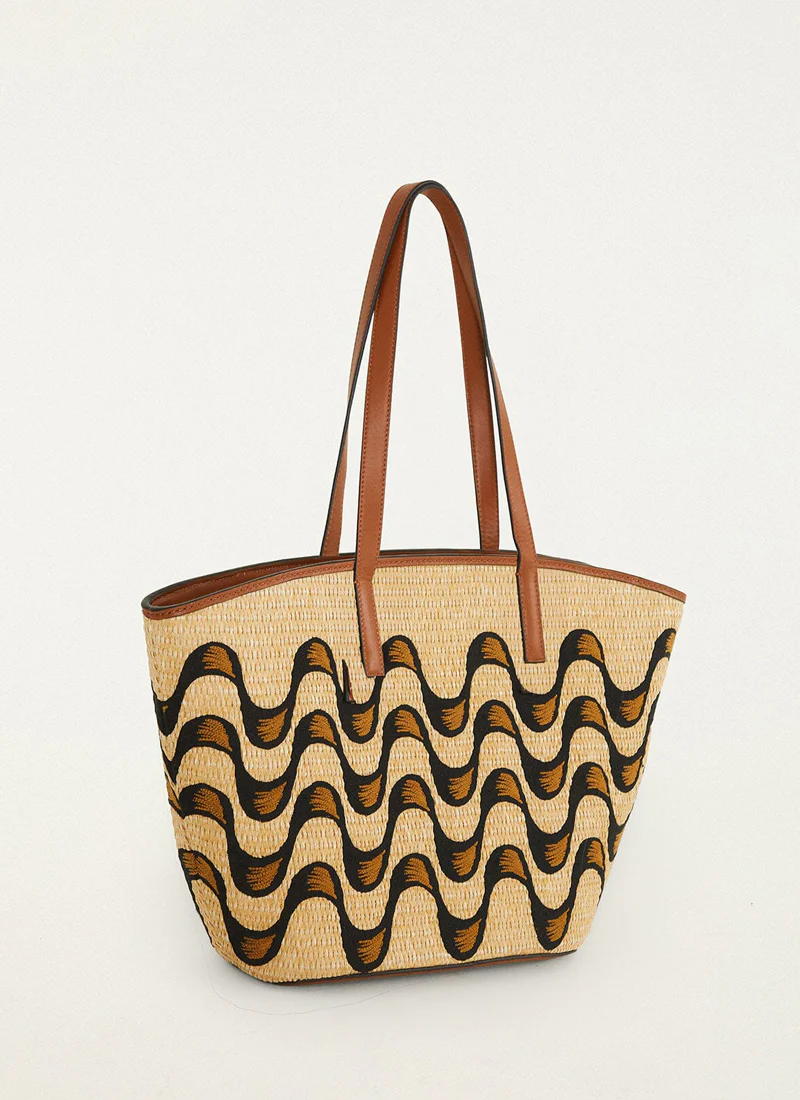 Raffia Basket Large Tote Bag - Image 3