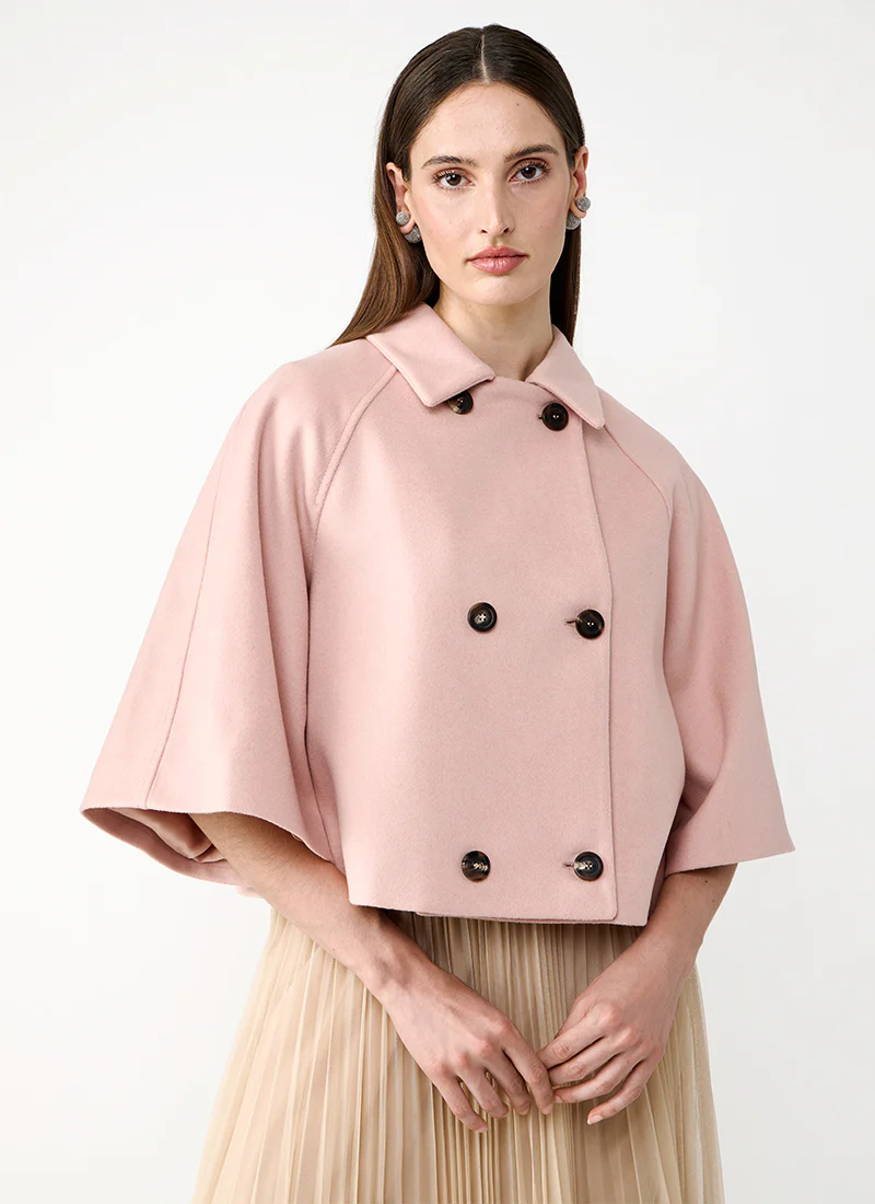 Felted Double Breasted Cropped Cape