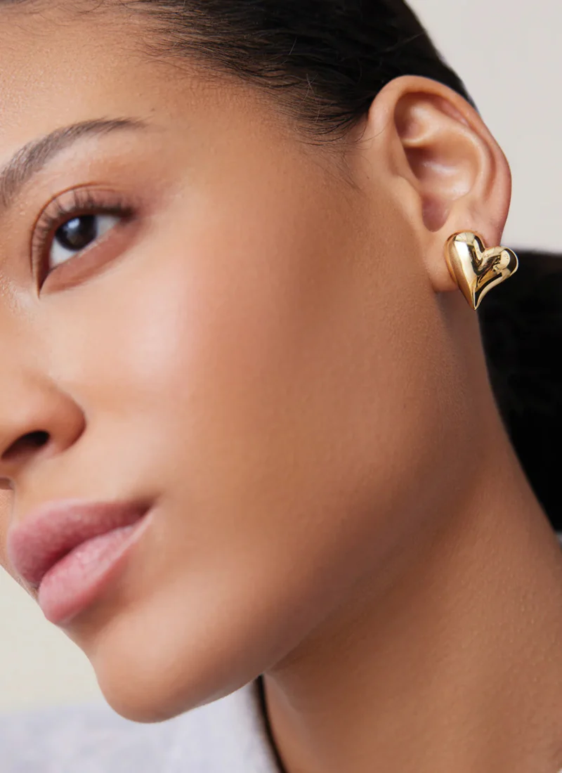 Art Heart Symmetrical Button Earrings