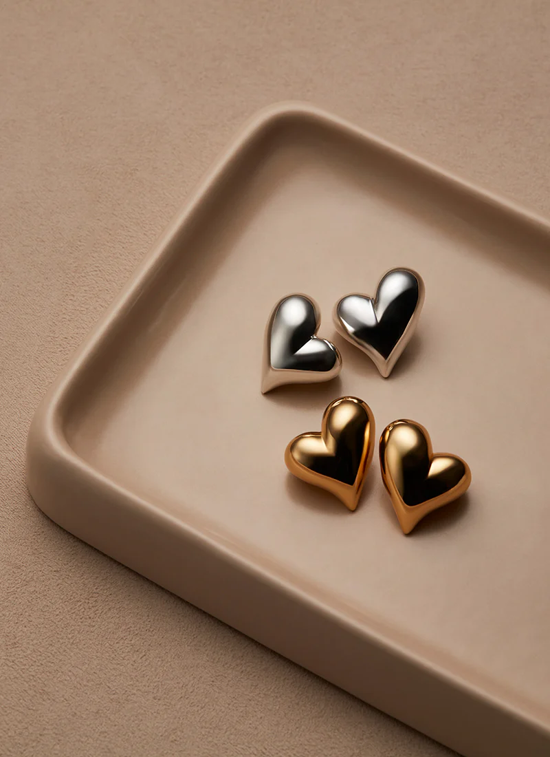 Art Heart Symmetrical Button Earrings - Image 5