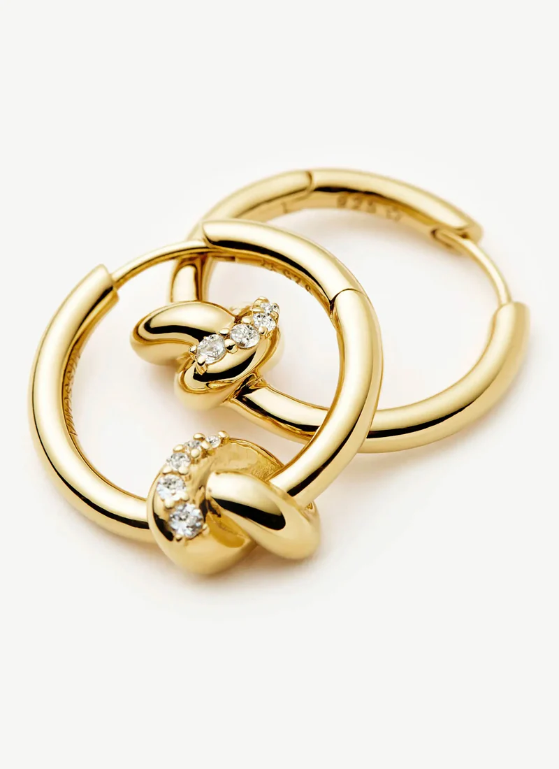Lucy Williams Pave Knot Small Hoop Earrings - Image 6