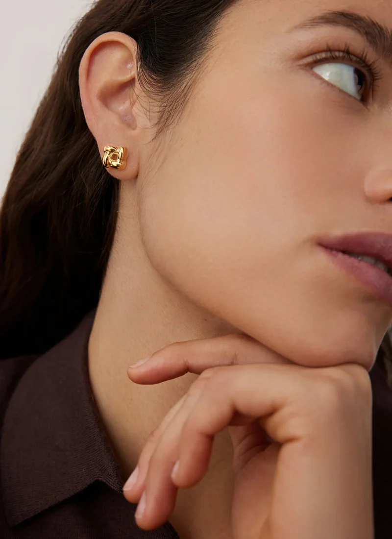 Mini Woven Square Earrings