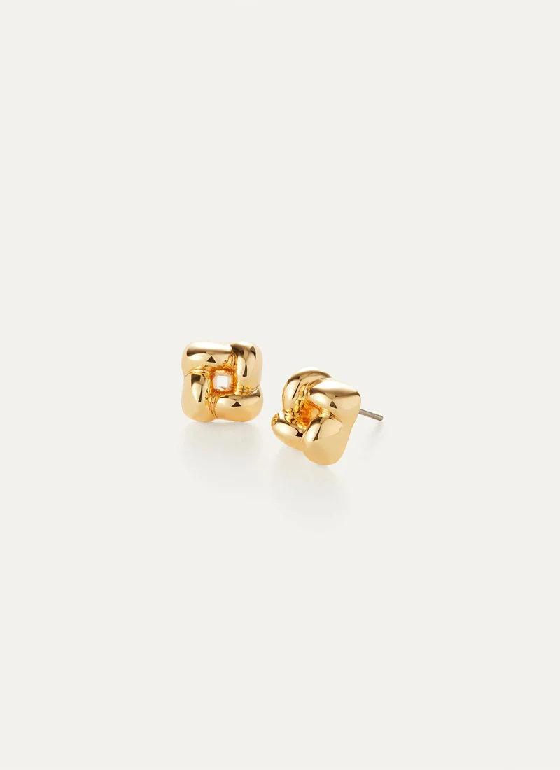 Mini Woven Square Earrings - Image 3