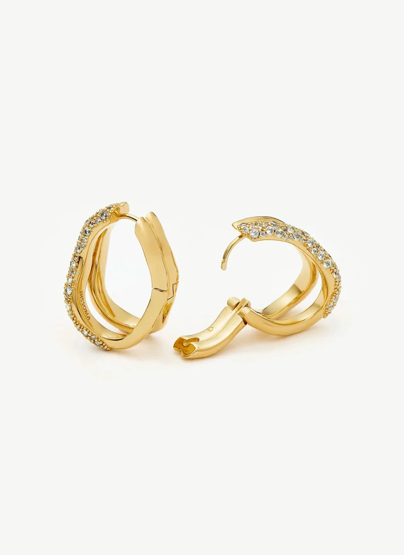 Molten Snow Double Medium Hoop Earrings - Image 5