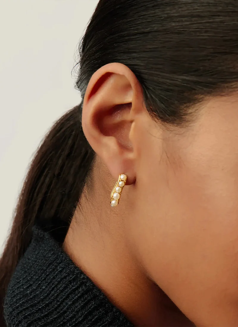 Pearl Wave Smallhoop Earrings