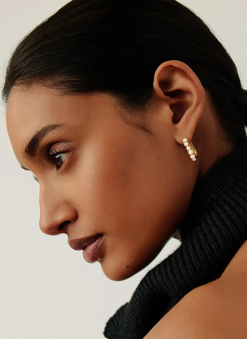 Pearl Wave Smallhoop Earrings - Image 3