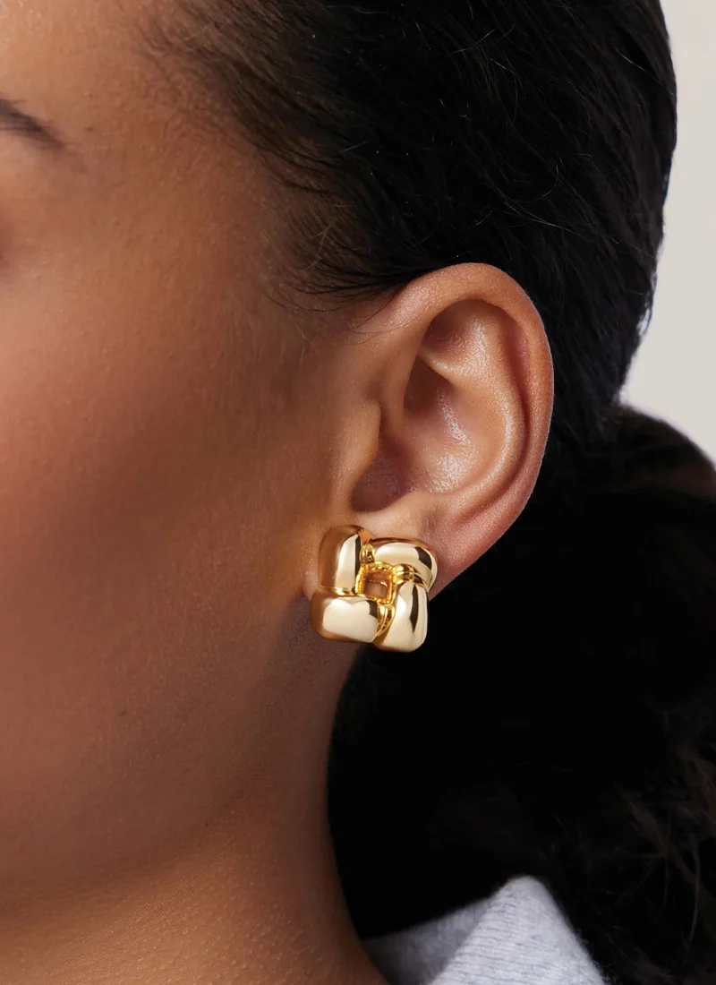 Small Woven Square Earrings