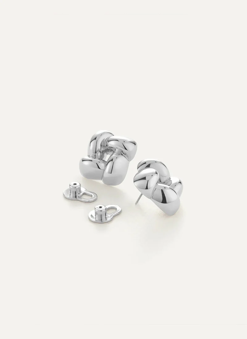 Small Woven Square Earrings - Image 4