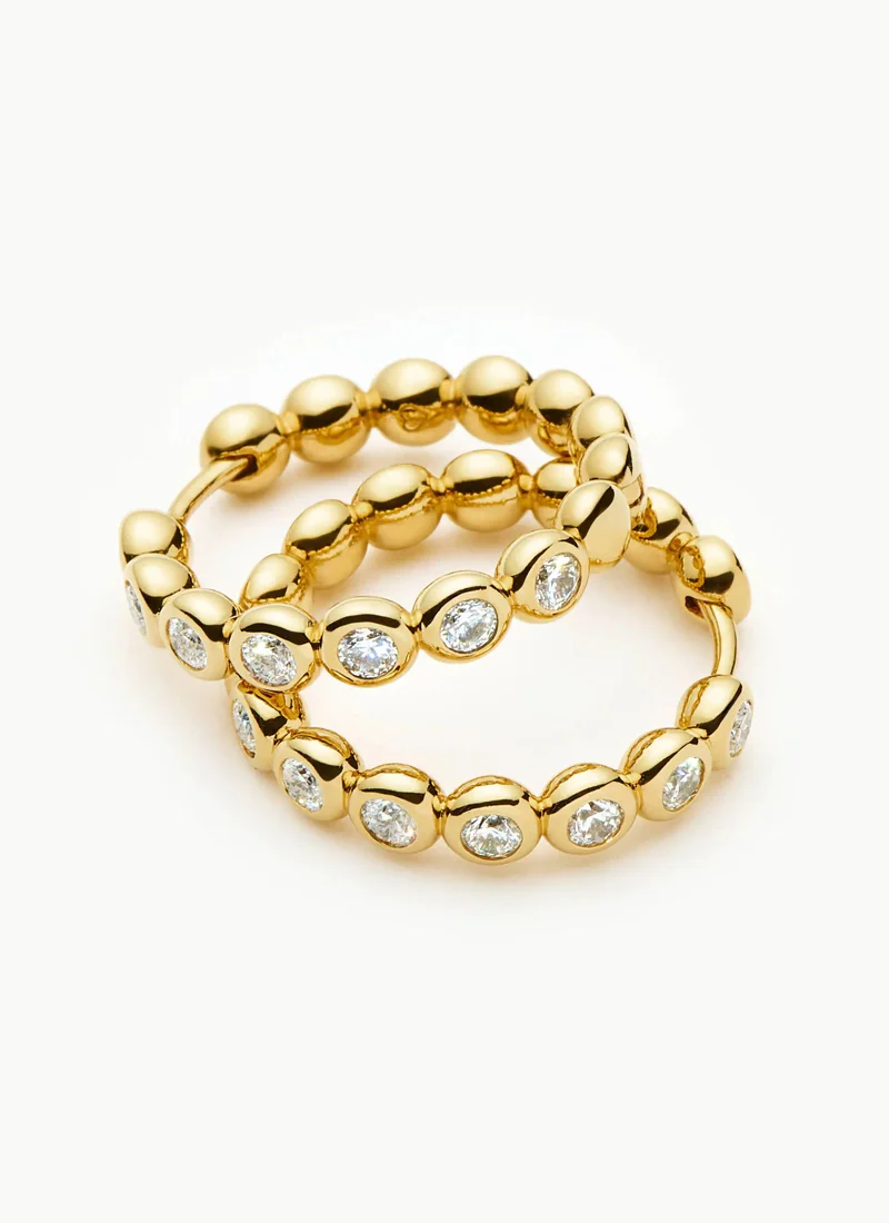 Tennis Medium Hoop Earrings Gold - Image 4