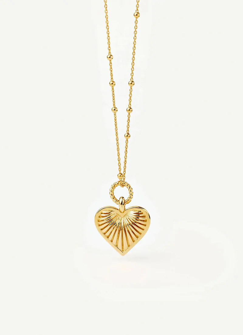 Ridge Heart Charm Pendant Necklace - Image 3