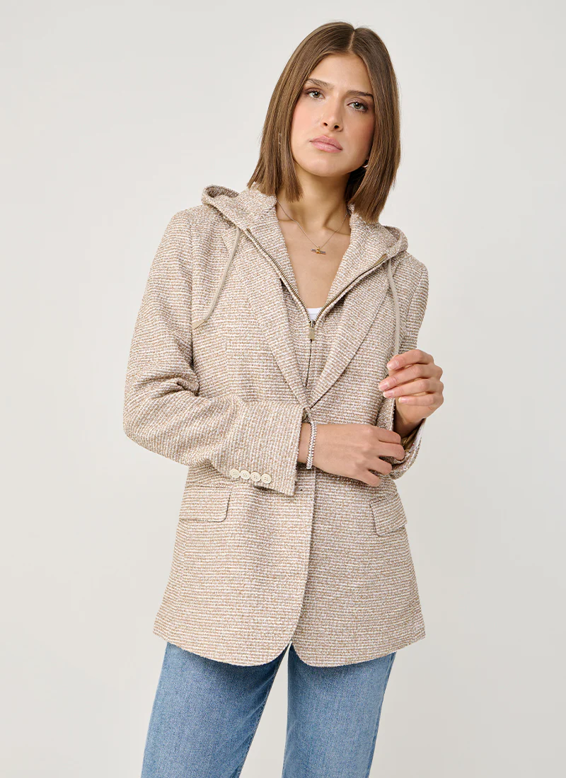 Cotton Blend Hooded Blazer