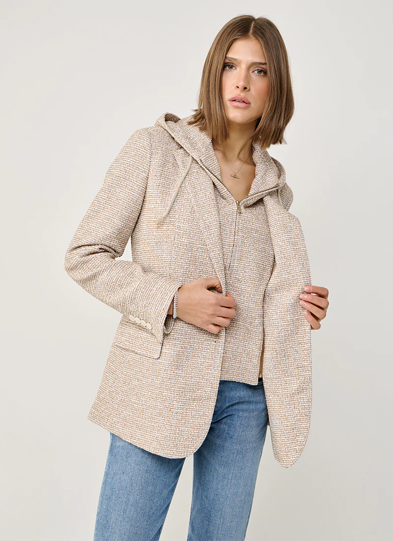 Cotton Blend Hooded Blazer - Image 2