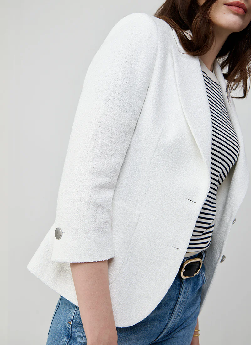 Debra Single Breasted Patch Pocket Boucle Blazer - Image 2