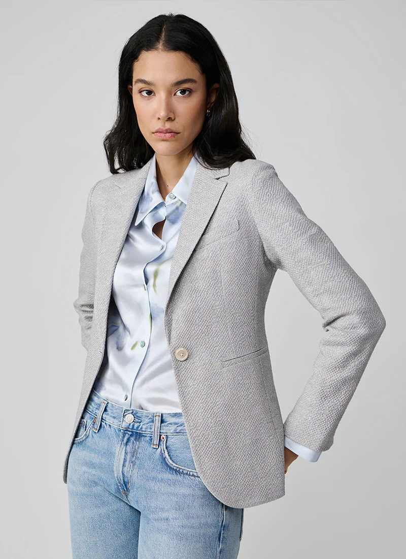 Linen Bistretch Slim Long 1 Button Blazer - Image 3