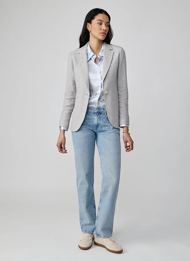 Linen Bistretch Slim Long 1 Button Blazer - Image 5