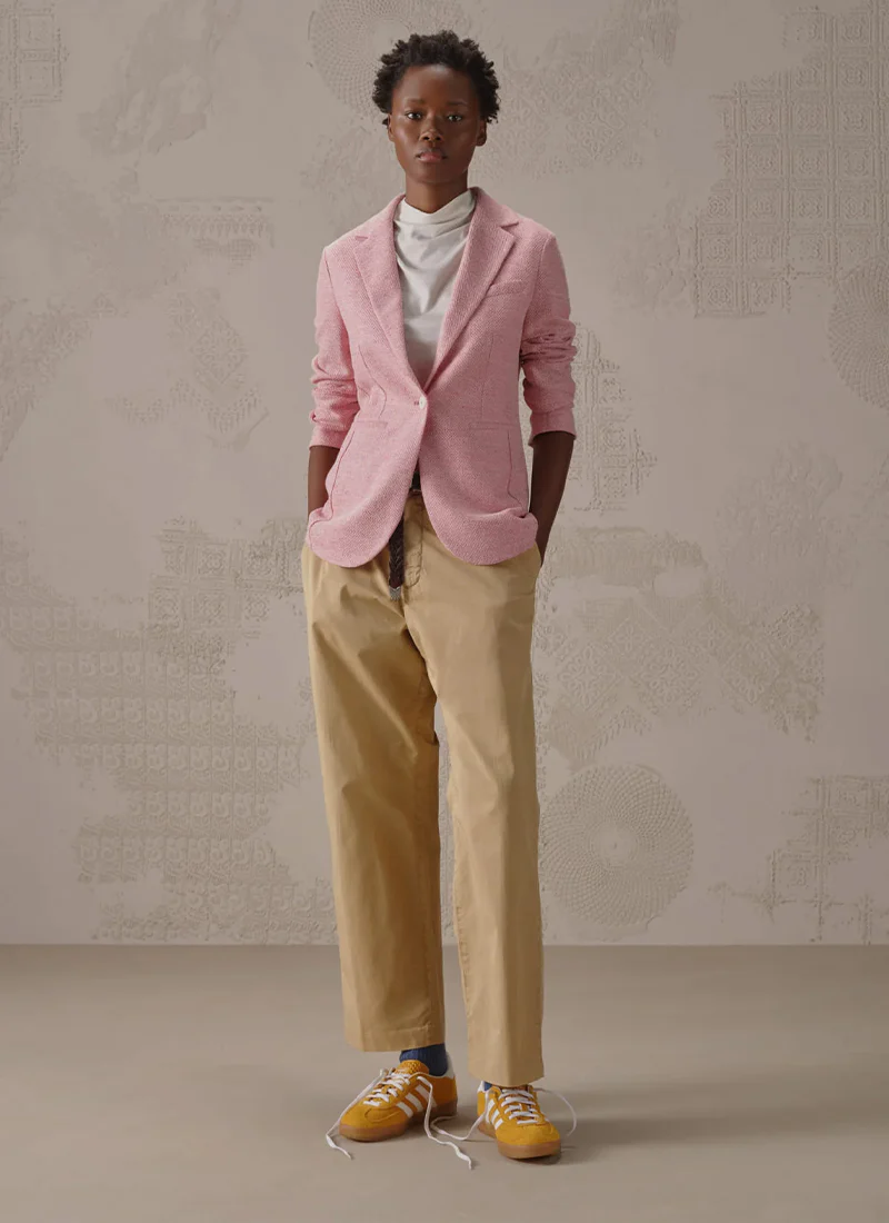 Textured Linen Slim Long Blazer - Image 2