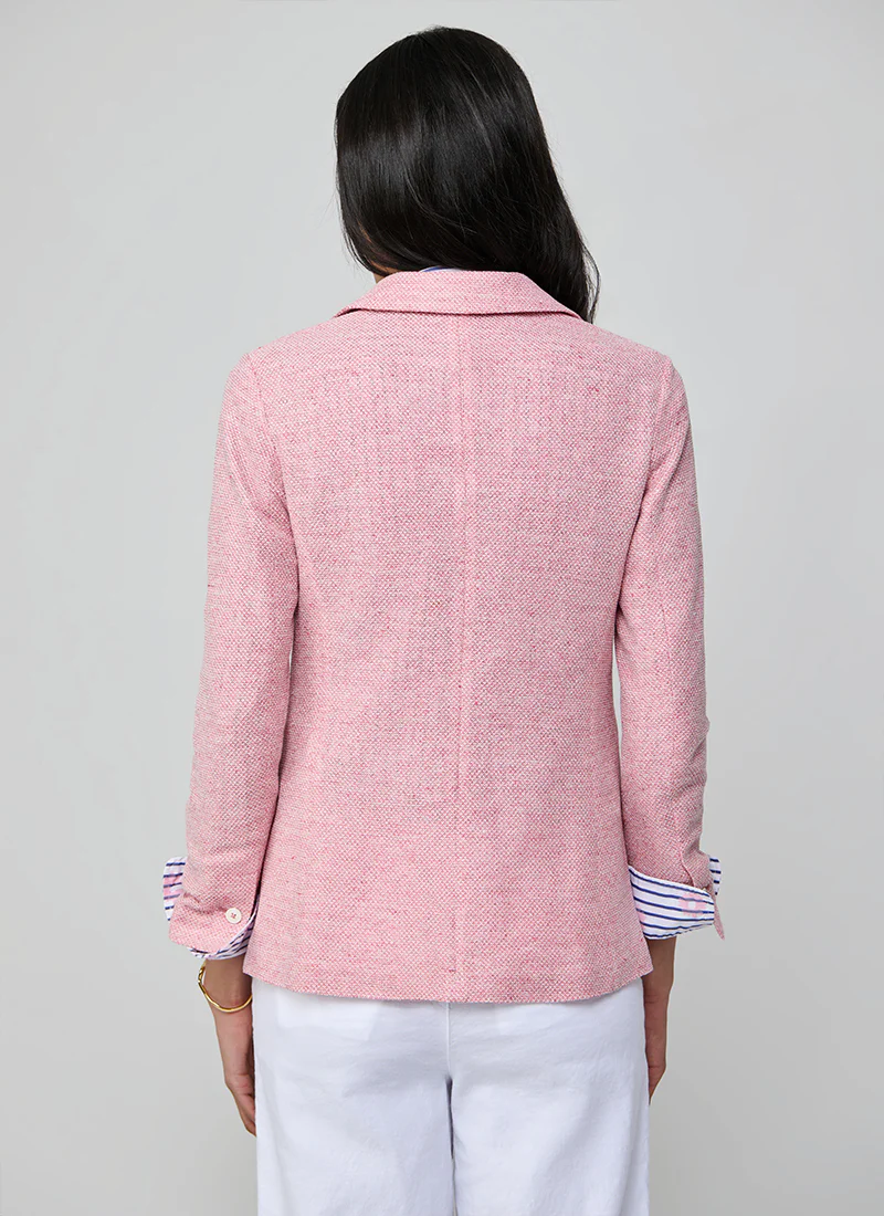 Textured Linen Slim Long Blazer - Image 4