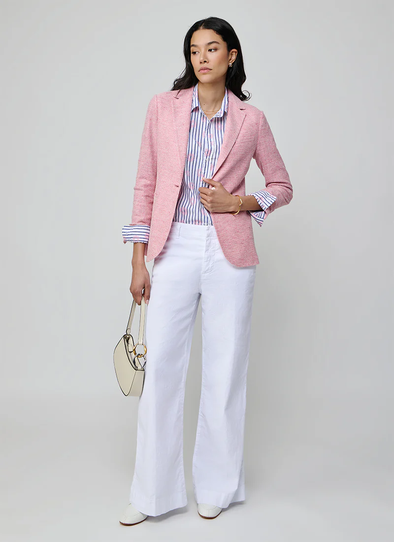 Textured Linen Slim Long Blazer - Image 5
