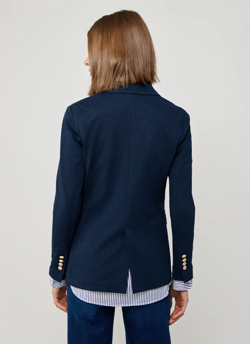 Oxford Light Dyed Asymmetric Double Breasted Blazer - Image 2