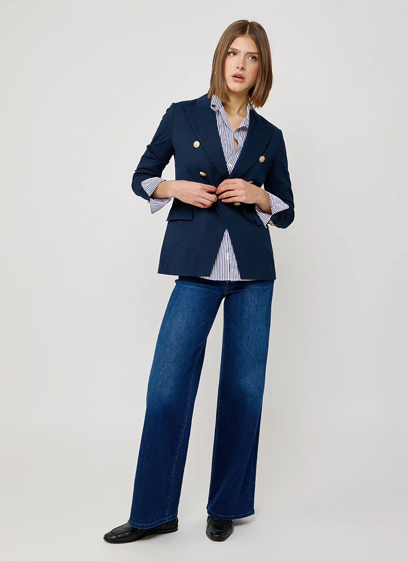 Oxford Light Dyed Asymmetric Double Breasted Blazer - Image 5
