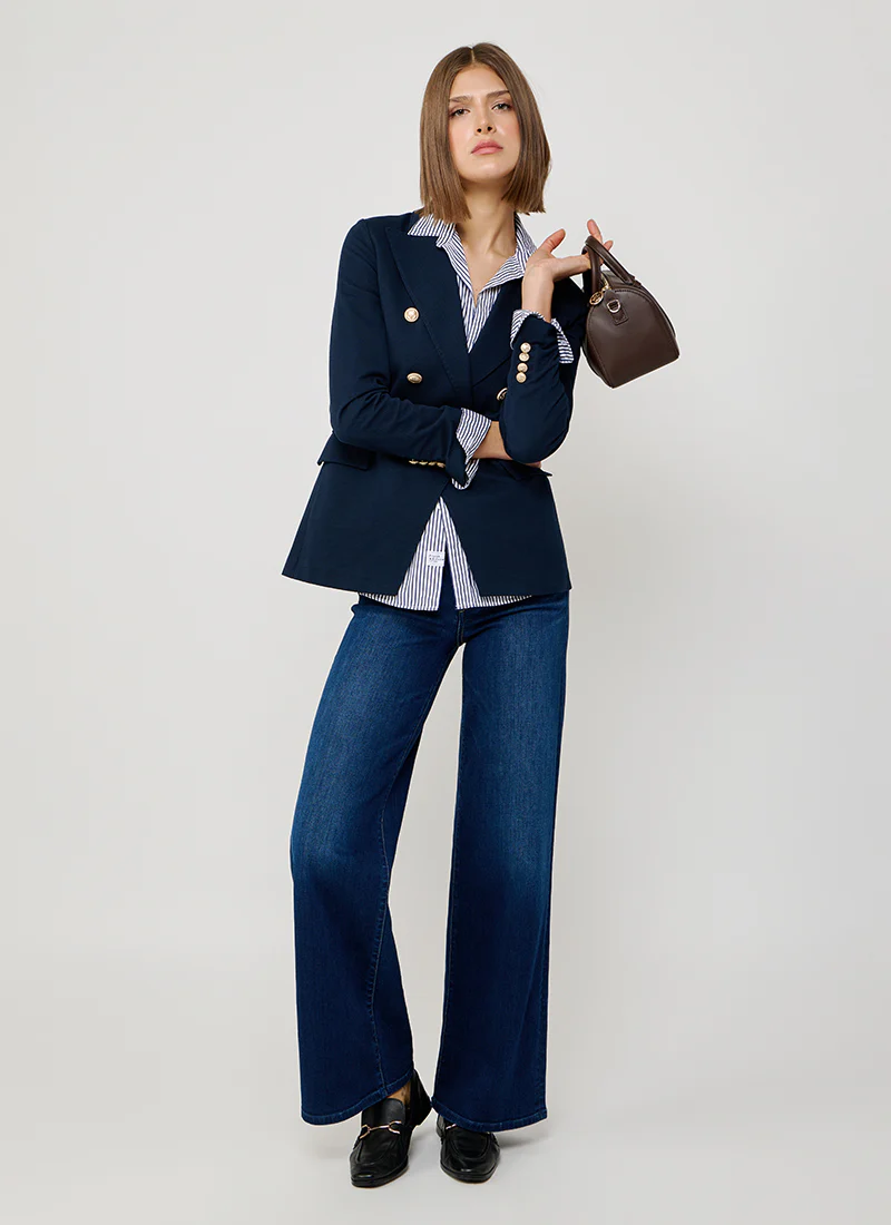 Oxford Light Dyed Asymmetric Double Breasted Blazer - Image 6
