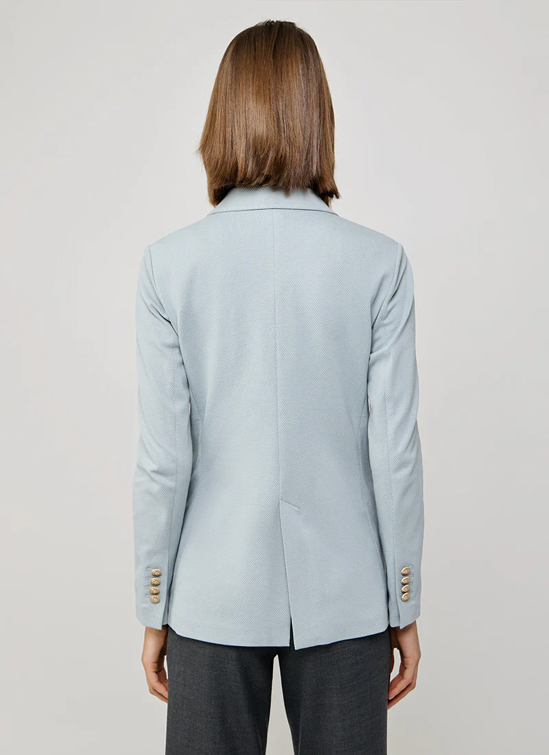 Oxford Light Dyed Asymmetric Double Breasted Blazer - Image 3