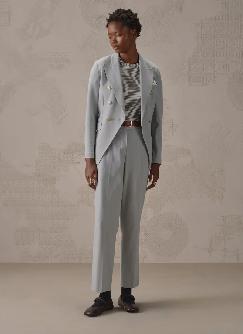 Oxford Light Dyed Asymmetric Double Breasted Blazer - Image 8