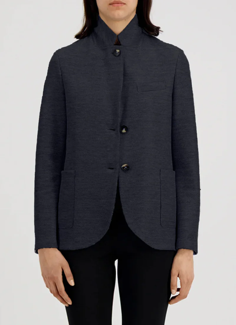 Stand Up Collar Honeycomb Blazer