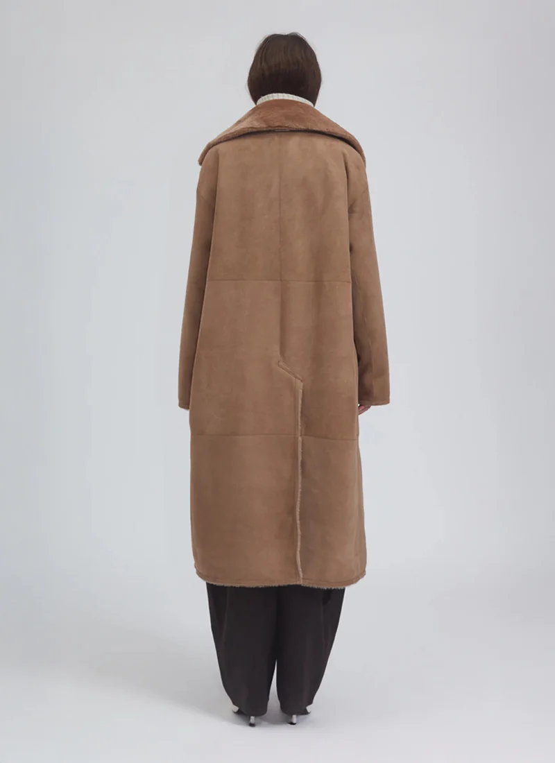 Merino Double Breasted Reversible Long Shearling - Image 5