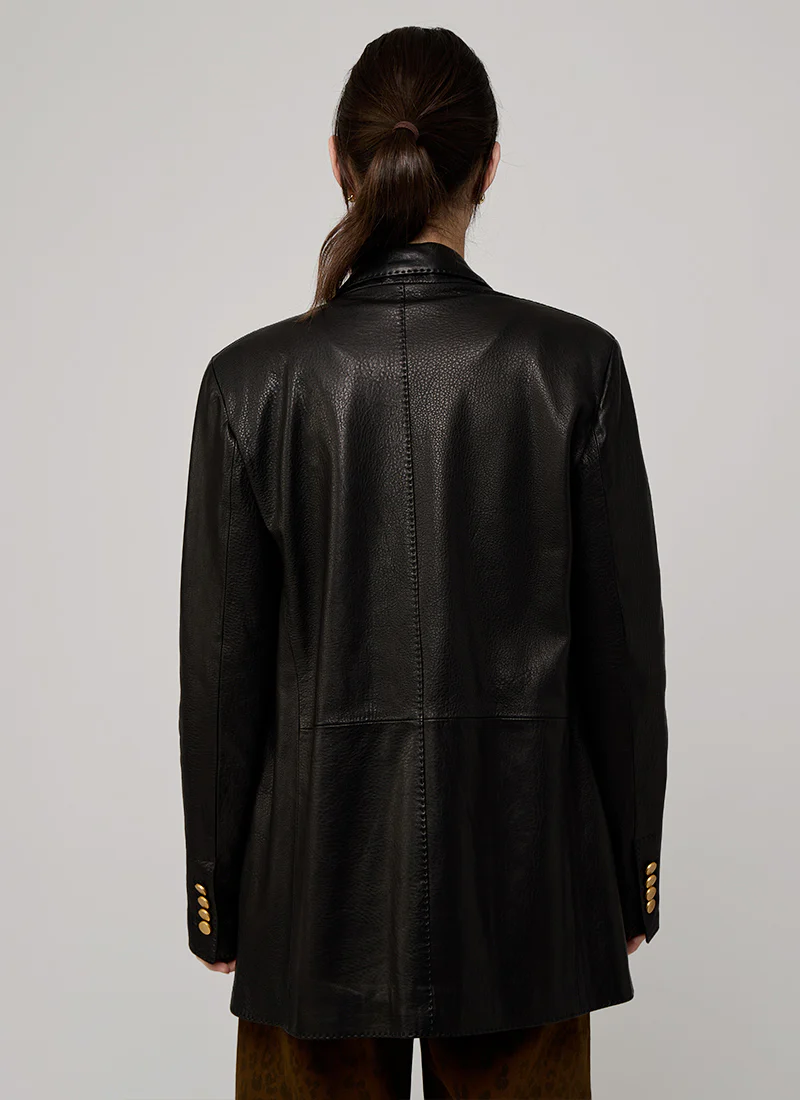 Josie Double Breasted Leather Blazer - Image 2