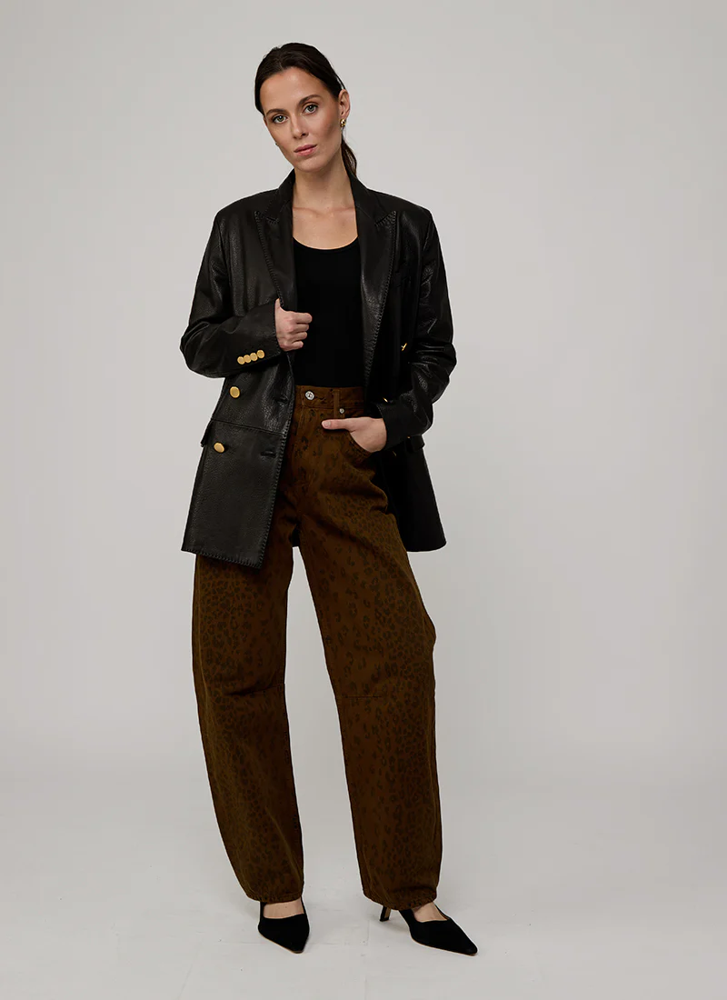 Josie Double Breasted Leather Blazer - Image 7