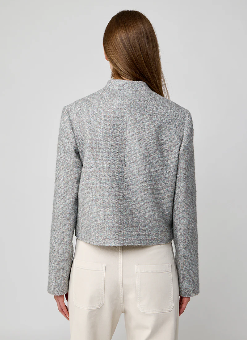 Knit Effect Collarless Jacket - Image 2