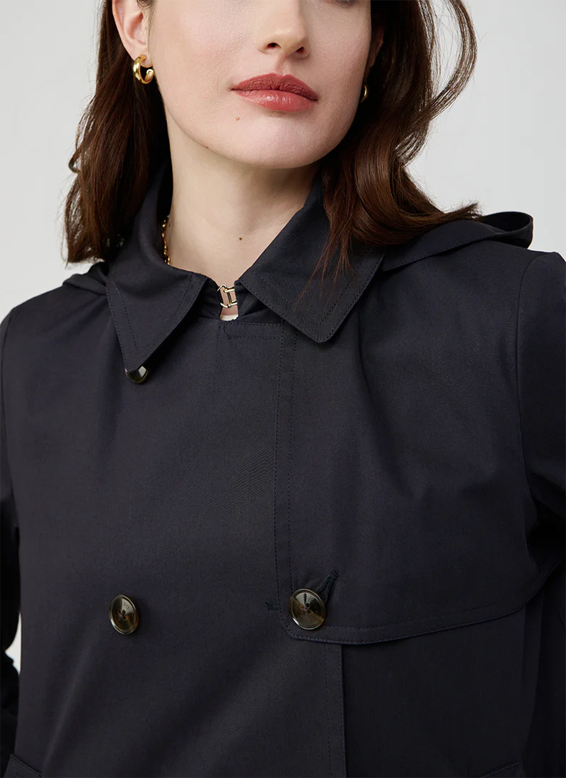 Short Cotton Hood Trench Coat - Image 3