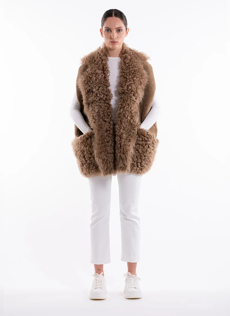 Semicurly Merino Tigrados Shearling Vest
