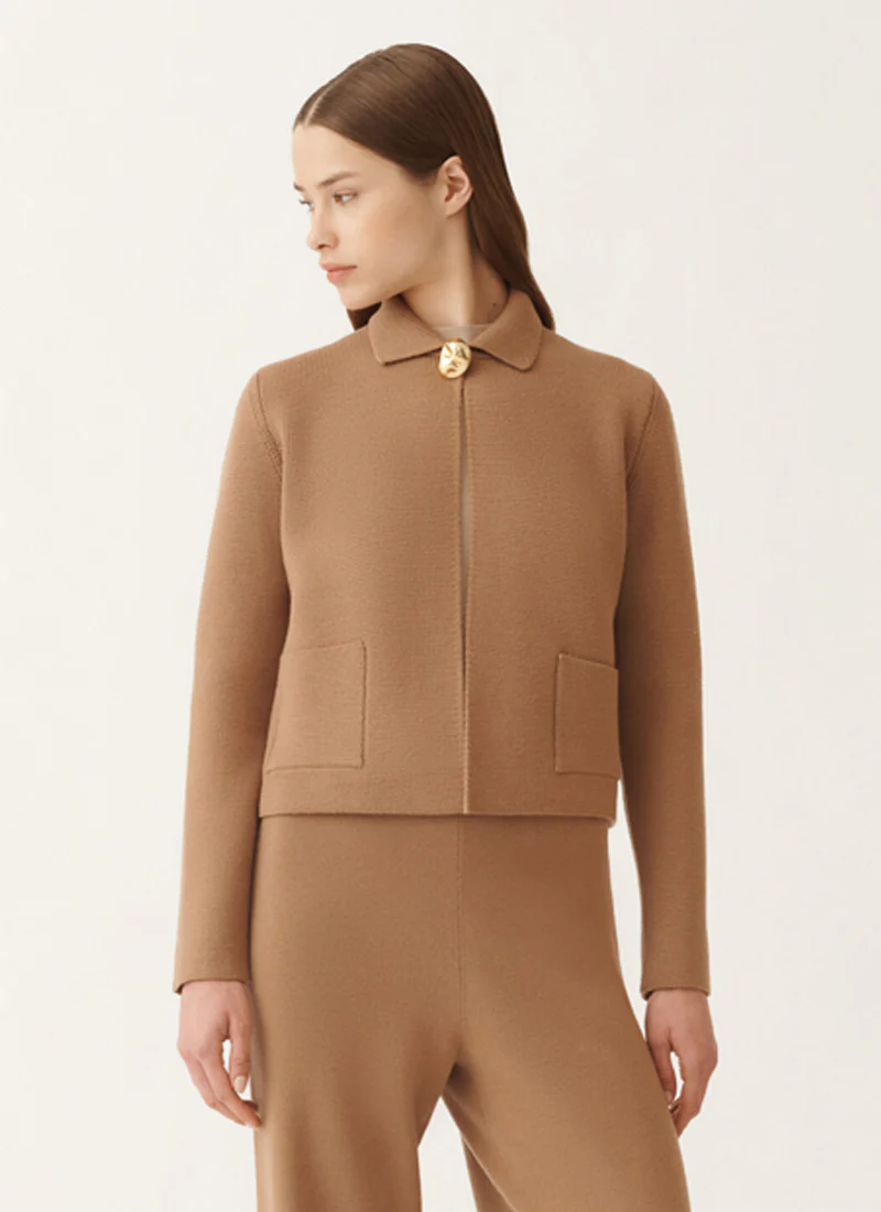 Merino Single Breasted Knit Jacket