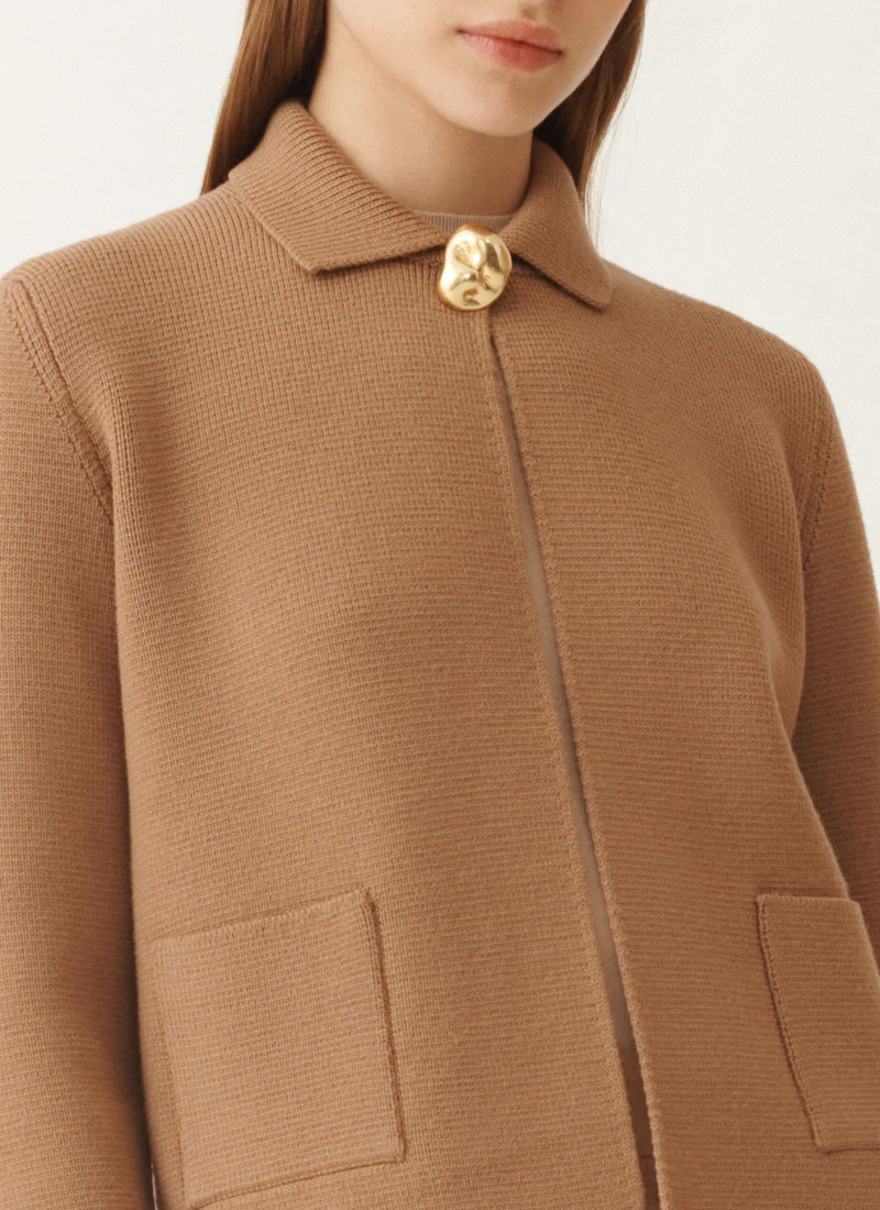 Merino Single Breasted Knit Jacket - Image 2