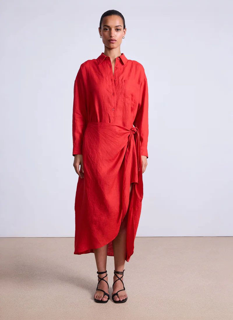 Alessandra Linen Sarong Shirt Dress - Image 4